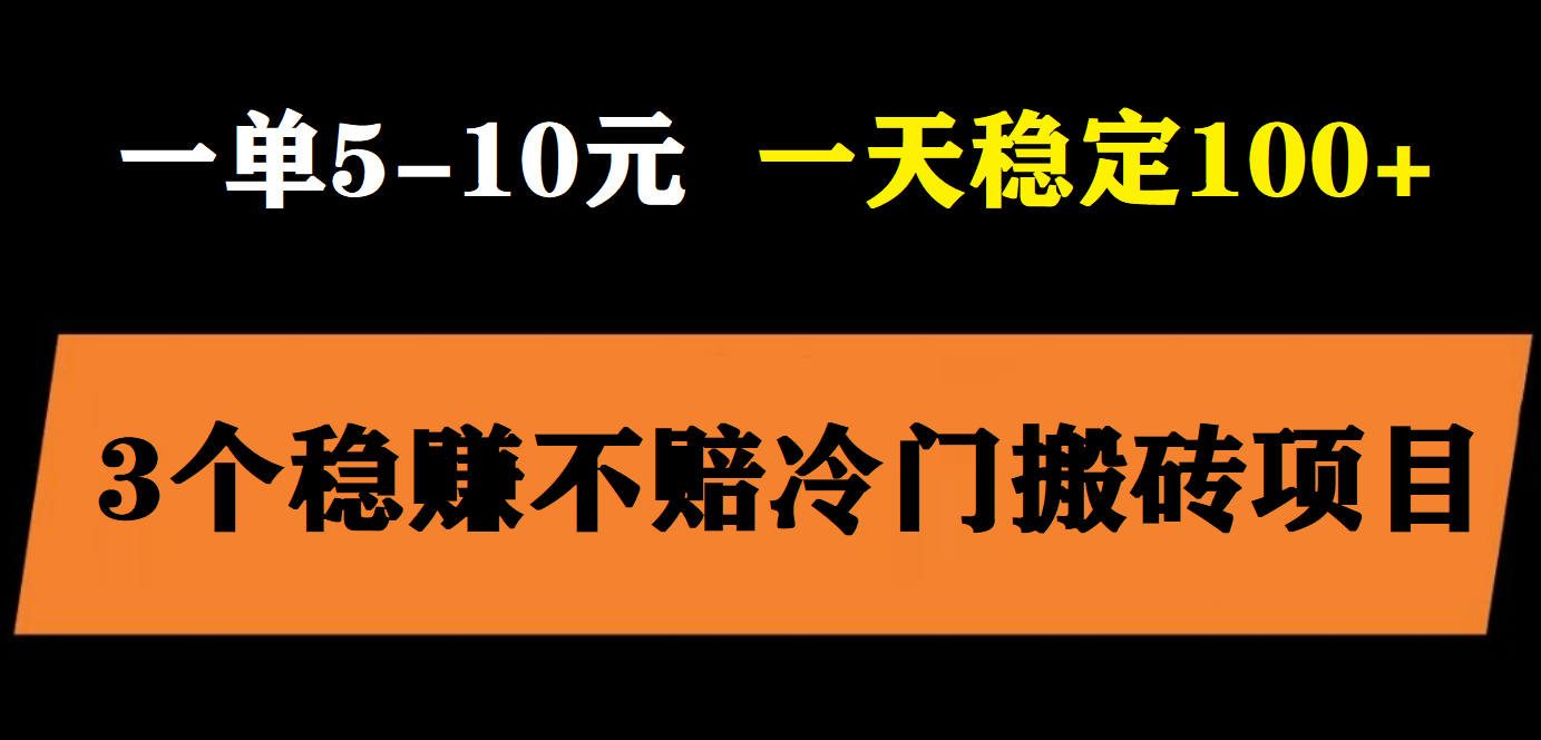 （5984期）3个最新稳定的冷门搬砖项目，小白无脑照抄当日变现日入过百-启航188资源站