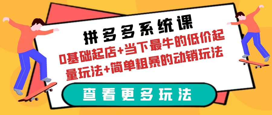 （6217期）拼多多系统课：0基础起店+当下最牛的低价起量玩法+简单粗暴的动销玩法-启航188资源站