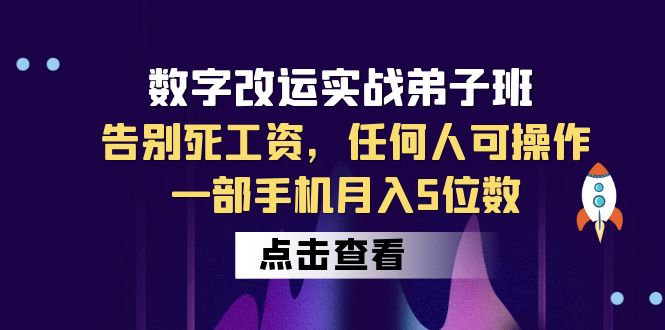 （6350期）数字 改运实战弟子班：告别死工资，任何人可操作，一部手机月入5位数-启航188资源站