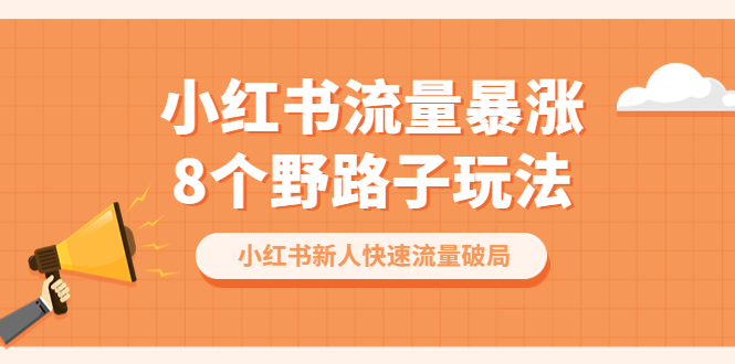 （6476期）小红书流量-暴涨8个野路子玩法：小红书新人快速流量破局（8节课）-启航188资源站