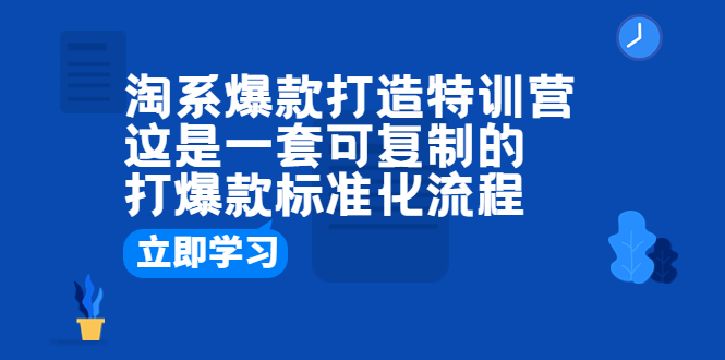 （6478期）淘系爆款打造特训营：这是一套可复制的打爆款标准化流程-启航188资源站