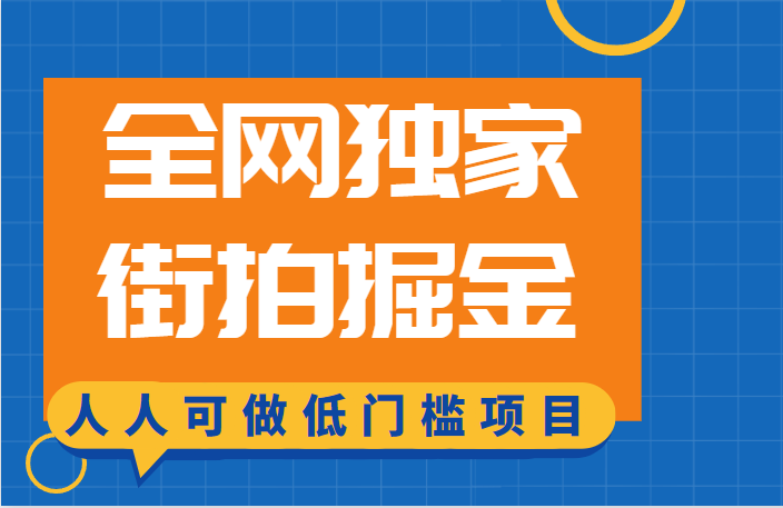 全网独家一街拍掘金，低门槛人人可做的赚钱项目-启航188资源站