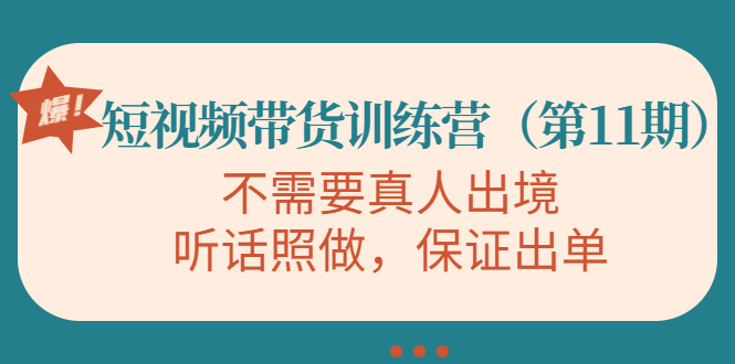 视频带货训练营，不需要真人出境，听话照做，保证出单（第11期）-启航188资源站