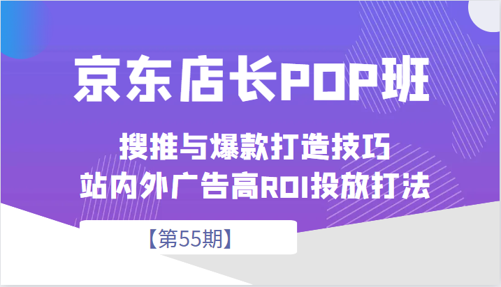 京东店长POP班【第55期】，京东搜推与爆款打造技巧，站内外广告高ROI投放打法-启航188资源站