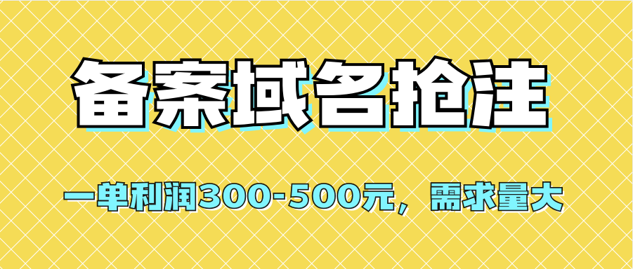 （7277期）【全网首发】备案域名抢注，一单利润300-500元，需求量大-启航188资源站