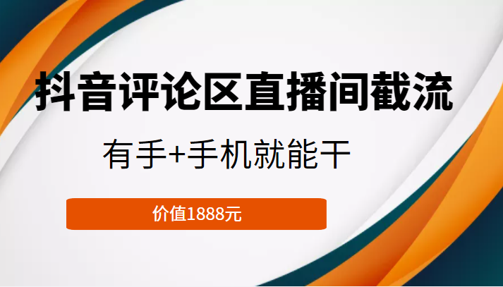 抖音评论区直播间截流，有手+手机就能干，门槛极低，模式可大量复制（价值1888元）-启航188资源站