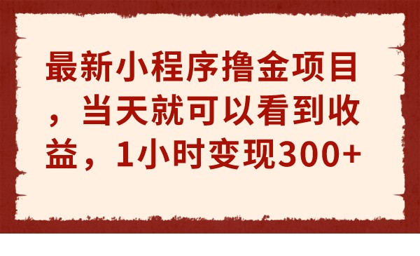 最新小程序撸金项目，当天就可以看到收益，1小时变现300+-启航188资源站