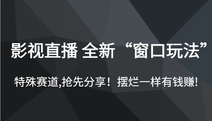 影视直播 全新“窗口玩法”，特殊赛道,抢先分享！摆烂一样有钱赚!-启航188资源站