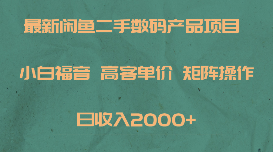 最新闲鱼二手数码赛道，小白福音，高客单价，矩阵操作，日收入2000+-启航188资源站