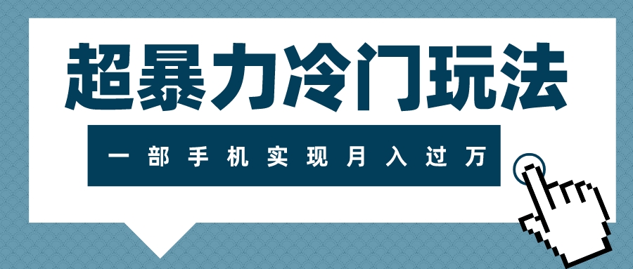 （7856期）超暴力冷门玩法，可长期操作，一部手机实现月入过万-启航188资源站