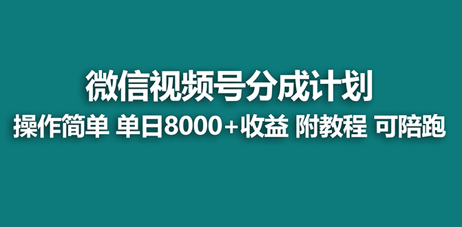 （7904期）【蓝海项目】视频号分成计划，单天收益8000+，附玩法教程！可陪跑-启航188资源站