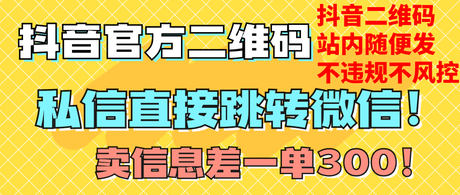 （7907期）价值3000的技术！抖音二维码直跳微信！站内无限发不违规！-启航188资源站