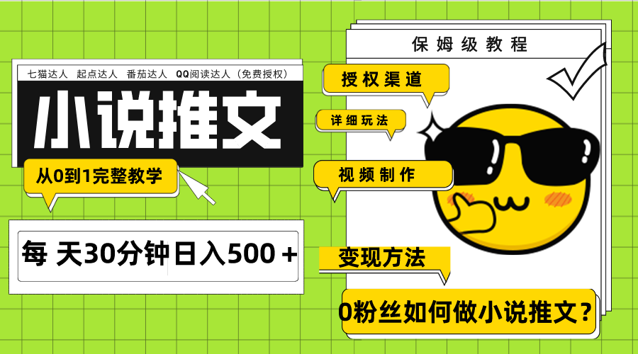 （7912期）Ai小说推文每天20分钟日入500＋授权渠道 引流变现 从0到1完整教学（7节课）-启航188资源站