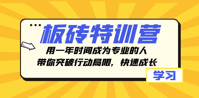 板砖特训营，用一年时间成为专业的人，带你突破行动局限，快速成长-启航188资源站