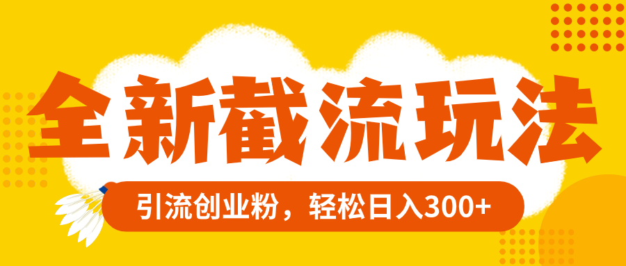 （8025期）全新截流玩法，精准引流创业粉，轻松日入300+-启航188资源站