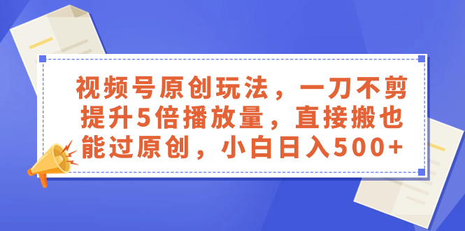 （8286期）视频号原创玩法，一刀不剪提升5倍播放量，直接搬也能过原创，小白日入500+-启航188资源站