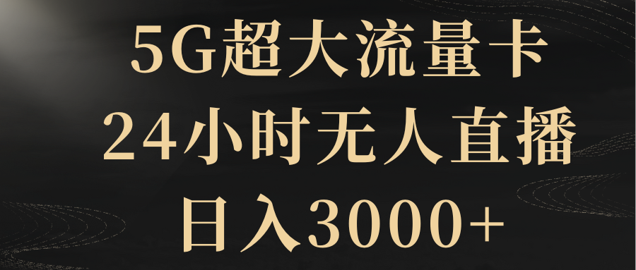 （8304期）5G超大流量卡，24小时无人直播，日入3000+-启航188资源站