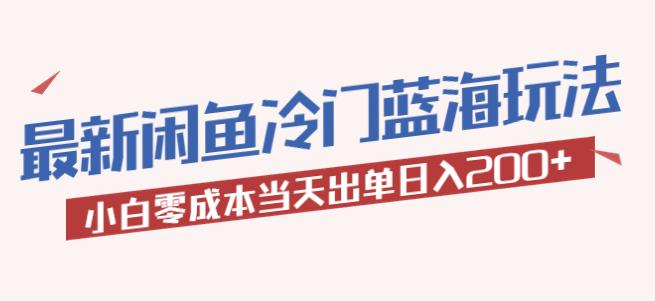 2023最新闲鱼冷门蓝海玩法，小白零成本当天出单日入200+【揭秘】-启航188资源站