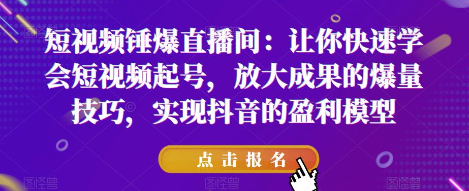 短视频锤爆直播间：让你快速学会短视频起号，放大成果的爆量技巧，实现抖音的盈利模型-启航188资源站