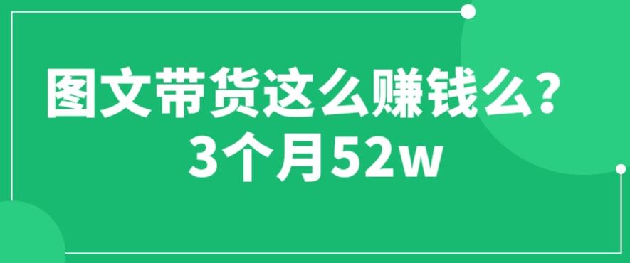 图文带货这么赚钱么? 3个月52W 图文带货运营加强课【揭秘】-启航188资源站