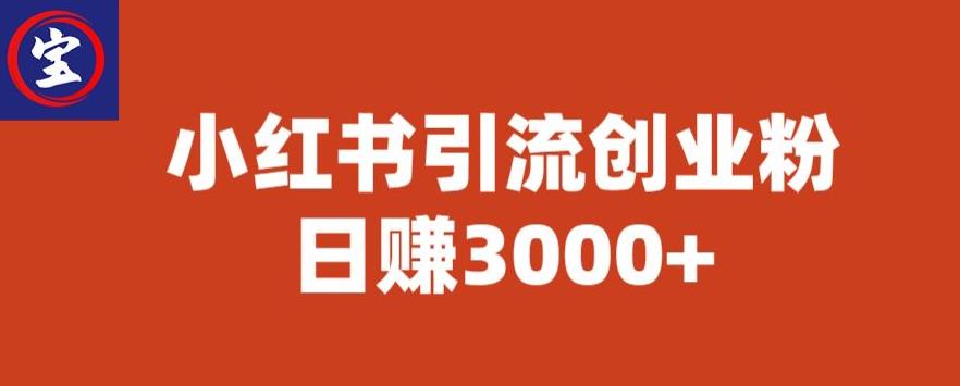 宝哥小红书引流创业粉，日赚3000+【揭秘】-启航188资源站