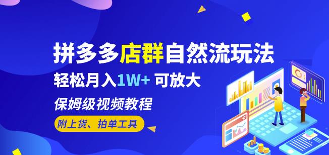 拼多多店群自然流玩法，轻松月入1W+保姆级视频教程（附上货、拍单工具）-启航188资源站