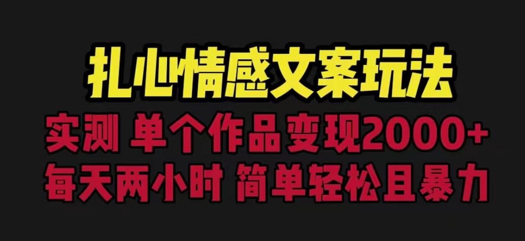 扎心情感文案玩法，单个作品变现5000+，一分钟一条原创作品，流量爆炸【揭秘】-启航188资源站