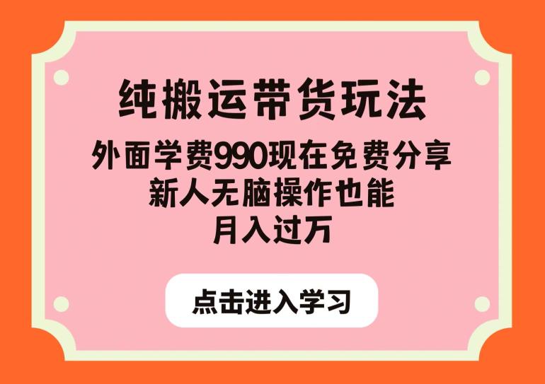 纯搬运带货玩法，外面学费990现在免费分享，新人无脑操作也能月入过万【揭秘】-启航188资源站