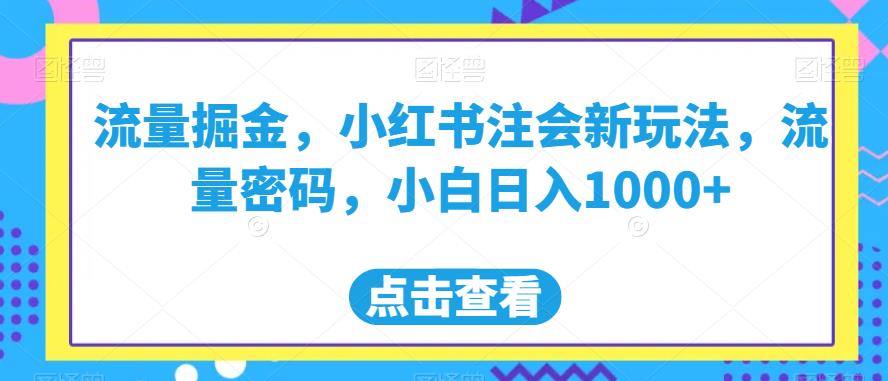 流量掘金，小红书注会新玩法，流量密码，小白日入1000+【揭秘】-启航188资源站