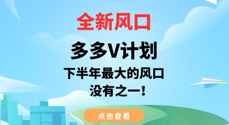 全新风口，多多V计划，下半年最大的风口项目，没有之一【揭秘】-启航188资源站