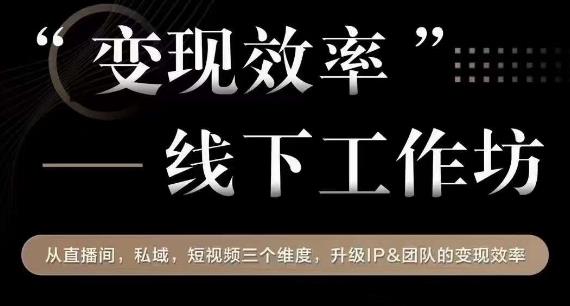 变现效率线下工作坊，从‮播直‬间、私域、‮视短‬频‮个三‬维度，升级IP和团队变现效率-启航188资源站