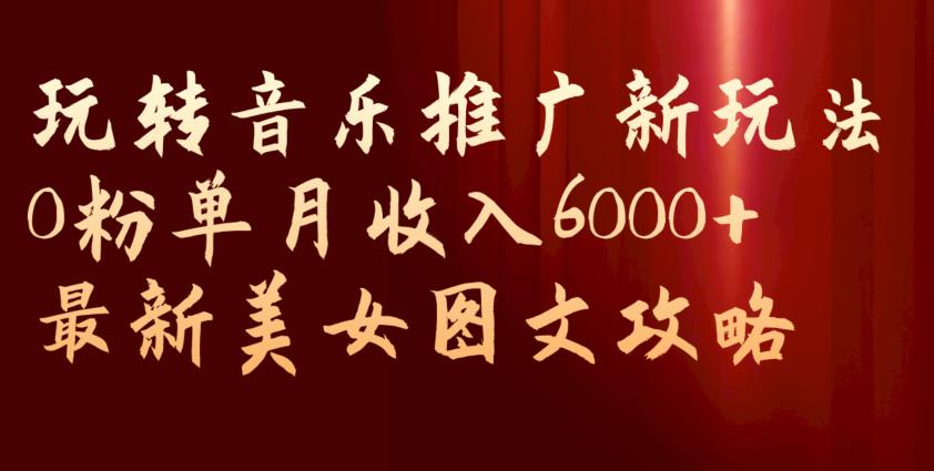 玩转音乐推广新玩法，0粉单月收入6000+，最新美女图文攻略【揭秘】-启航188资源站