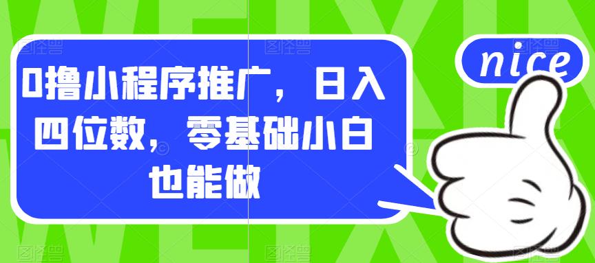 0撸小程序推广，日入四位数，零基础小白也能做【揭秘】-启航188资源站