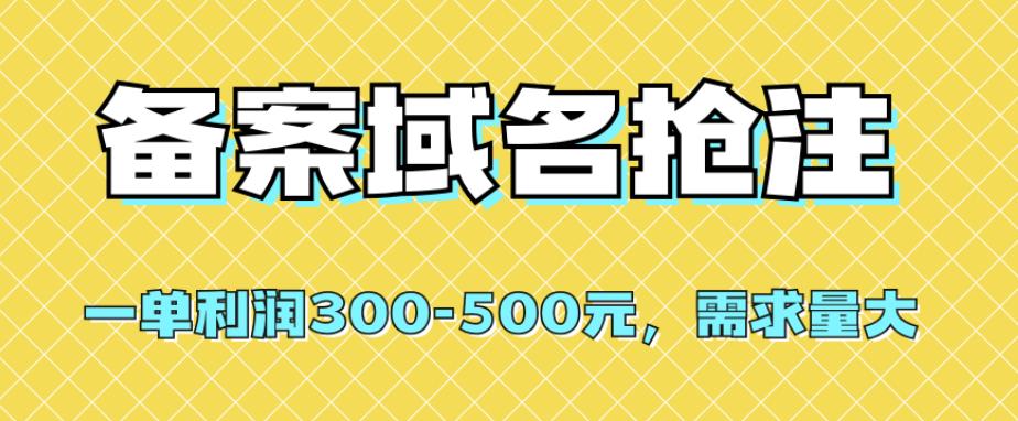 【全网首发】备案域名抢注，一单利润300-500元，需求量大-启航188资源站