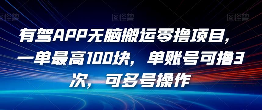 有驾APP无脑搬运零撸项目，一单最高100块，单账号可撸3次，可多号操作【揭秘】-启航188资源站