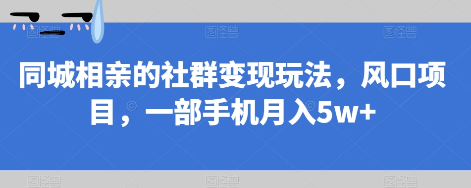 同城相亲的社群变现玩法，风口项目，一部手机月入5w+【揭秘】-启航188资源站