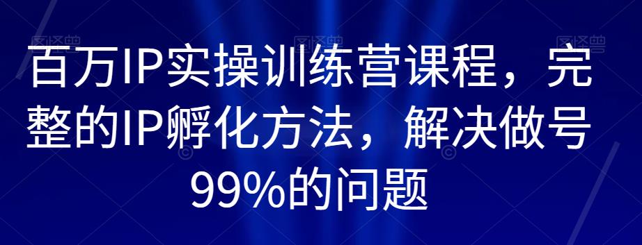 百万IP实操训练营课程，完整的IP孵化方法，解决做号99%的问题-启航188资源站