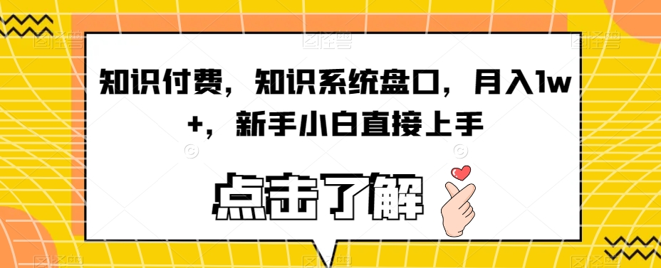 知识付费，知识系统盘口，月入1w+，新手小白直接上手-启航188资源站