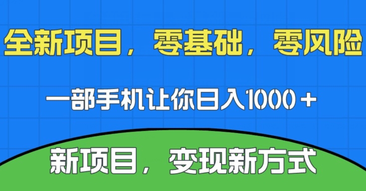 新项目，新平台，一部手机即可日入1000＋，无门槛操作【揭秘】-启航188资源站