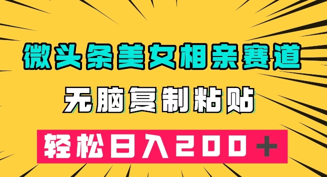 微头条冷门美女相亲赛道，无脑复制粘贴，轻松日入200＋【揭秘】-启航188资源站