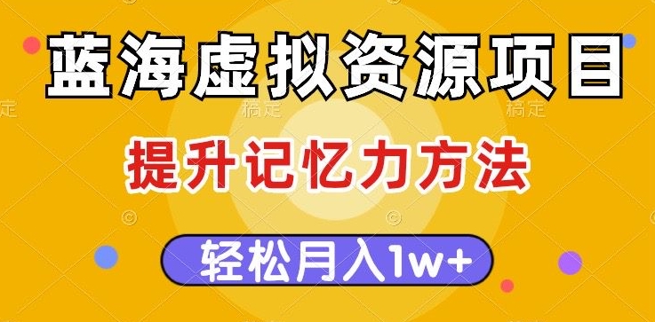 蓝海虚拟资源项目，提升记忆力方法，多种变现方式，轻松月入1w+【揭秘】-启航188资源站