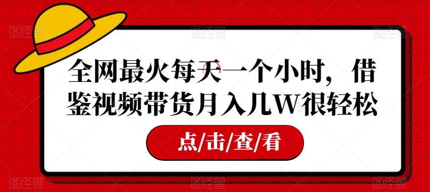 全网最火每天一个小时，借鉴视频带货月入几W很轻松【揭秘】-启航188资源站