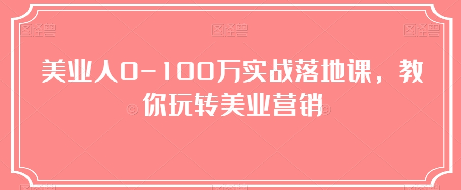 美业人0-100万实战落地课，教你玩转美业营销-启航188资源站