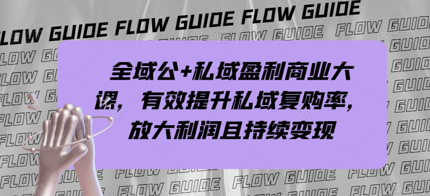 全域公+私域盈利商业大课，有效提升私域复购率，放大利润且持续变现-启航188资源站