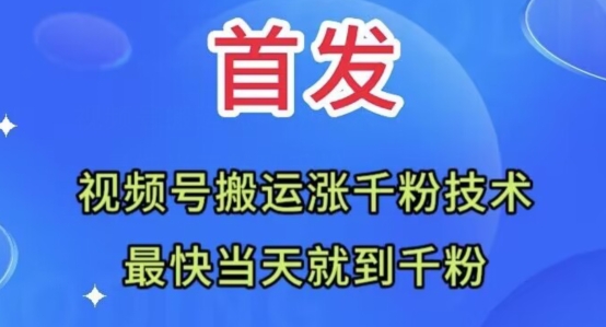 全网首发：视频号无脑搬运涨千粉技术，最快当天到千粉【揭秘】-启航188资源站