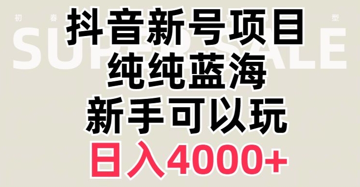 抖音蓝海赛道，必须是新账号，日入4000+【揭秘】-启航188资源站