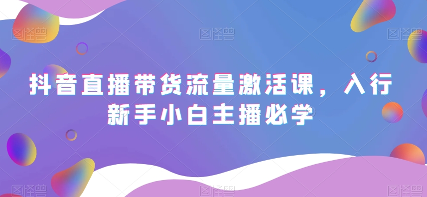 抖音直播带货流量激活课，入行新手小白主播必学-启航188资源站