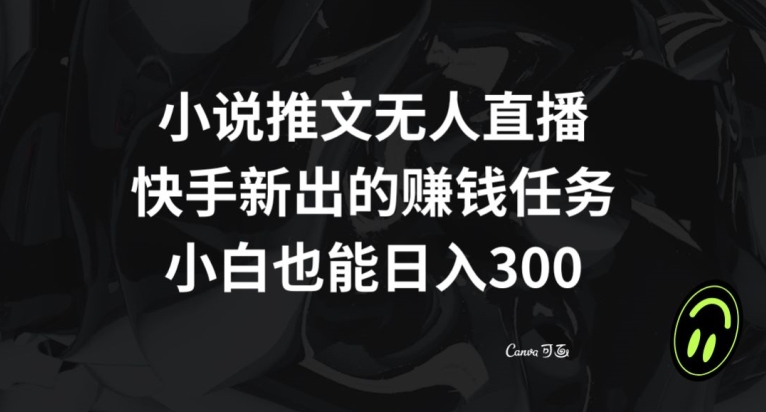 小说推文无人直播，快手新出的赚钱任务，小白也能日入300+【揭秘】-启航188资源站