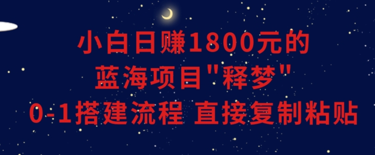 小白能日赚1800元的蓝海项目”释梦”0-1搭建流程可直接复制粘贴长期做-启航188资源站