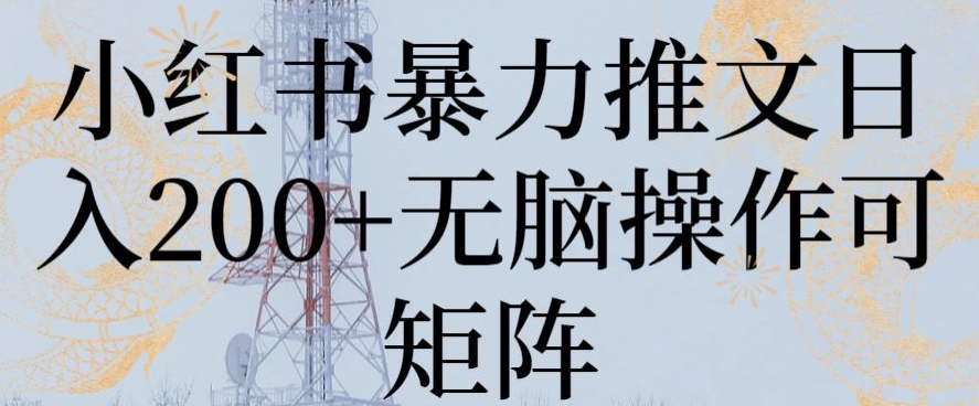 小红书暴力推文日入200+无脑操作可矩阵-启航188资源站